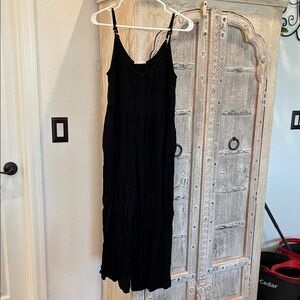 Women's Black Spaghetti Strap Maxi Jumpsuit